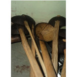 Coconut shell ladles with bamboo handles